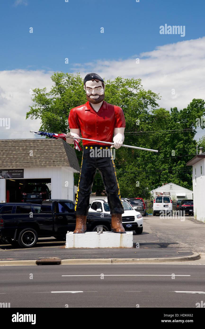 La marmitta uomo su Wabash Avenue, Springfield, Sangamon County, Illinois, Stati Uniti d'America. Foto Stock