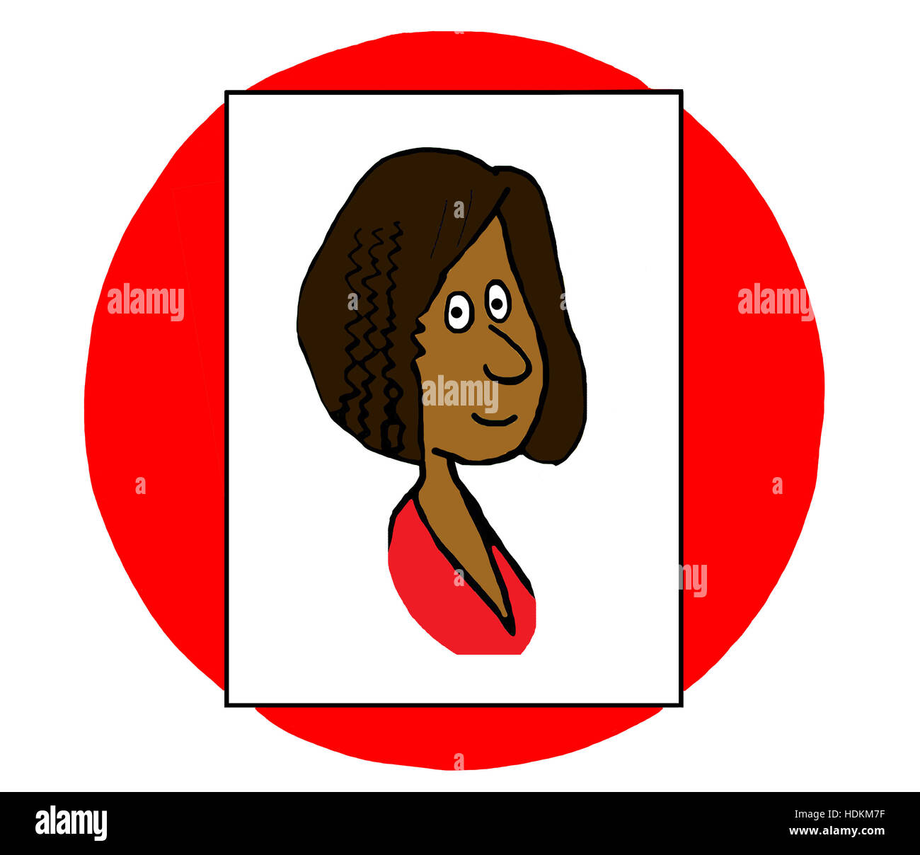 Illustrazione a colori di un nero, millenaria donna - testa e spalle. Foto Stock