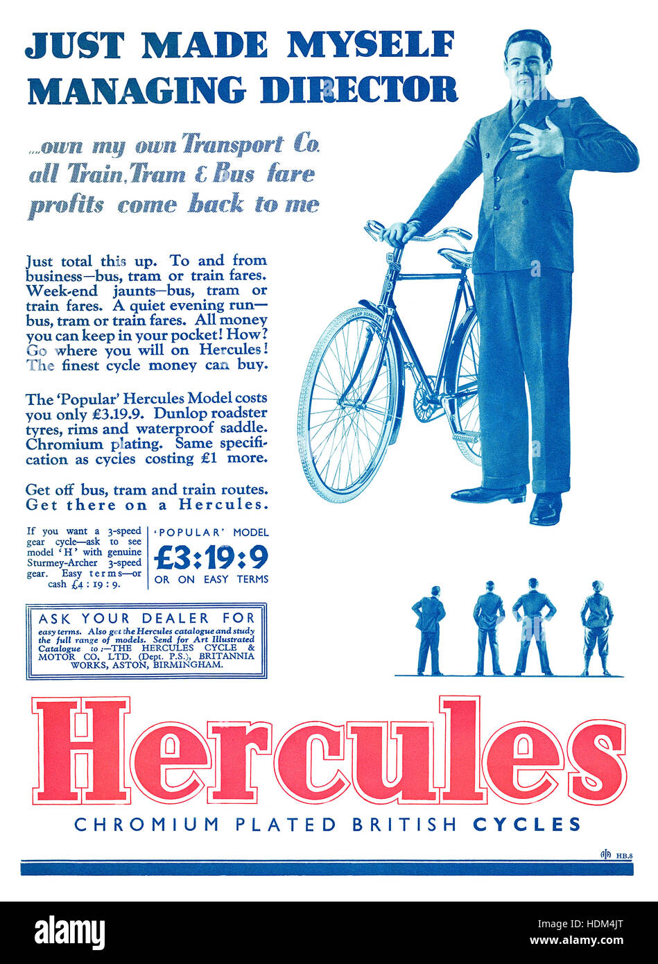 1932 British pubblicità per Hercules biciclette Foto Stock