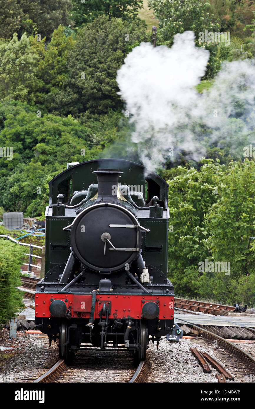 Conservate una locomotiva a vapore in vapore. Foto Stock