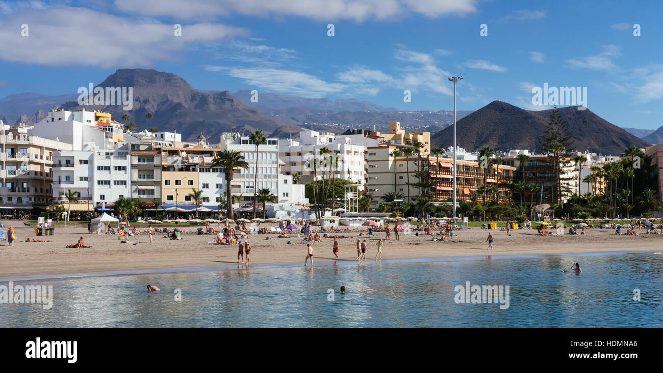 Spiaggia sulla parte meridionale di Tenerife, Isole Canarie, Spagna Foto Stock