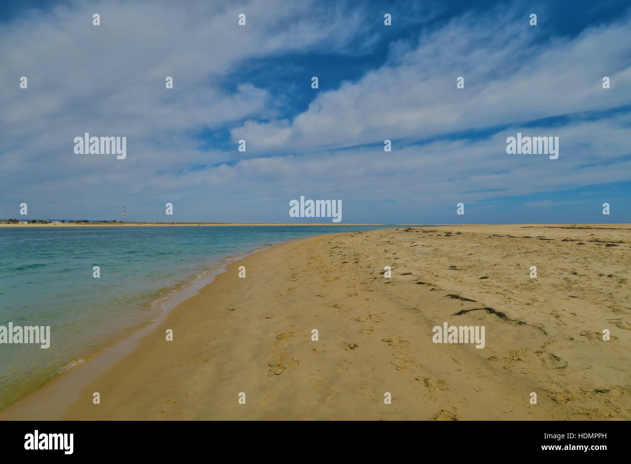 Sandbank nel Ria Formosa Parco Nazionale a Faro, Portogallo. Foto Stock