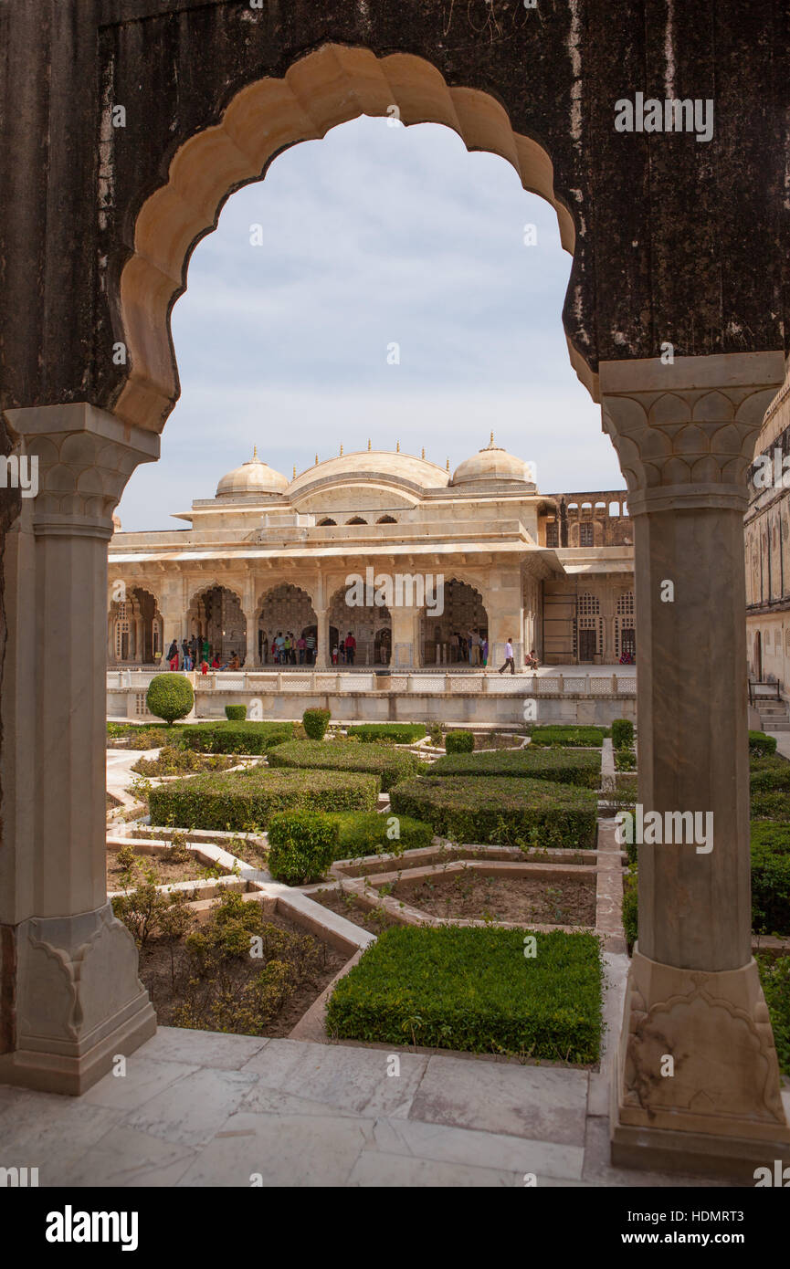 Cortile del Palazzo della Città,maharaja Sawai Man Singh II, Jaipur Rajasthan,l'India. Foto Stock