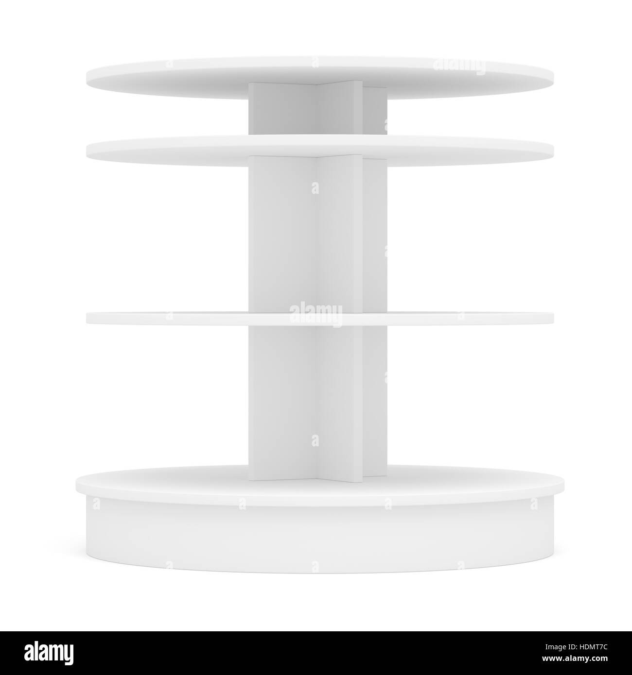 Gli scaffali vuoti per i prodotti su sfondo bianco Foto Stock