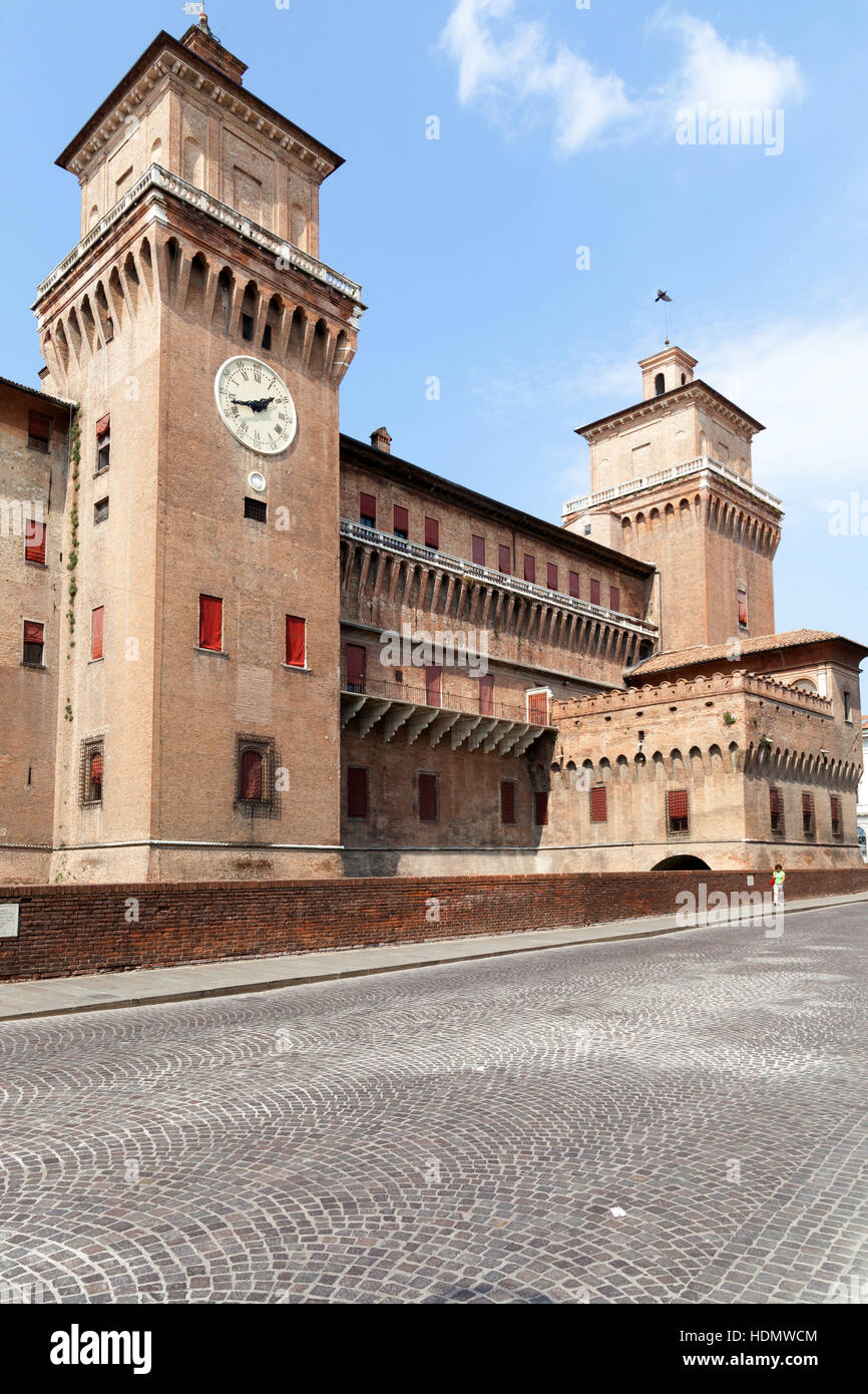 Imponente castello Estense. Foto Stock