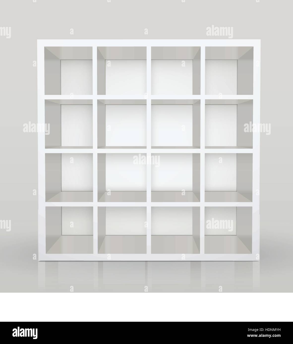 Vettore vuoto bianco Ripiani libreria vuota library Immagine e Vettoriale -  Alamy