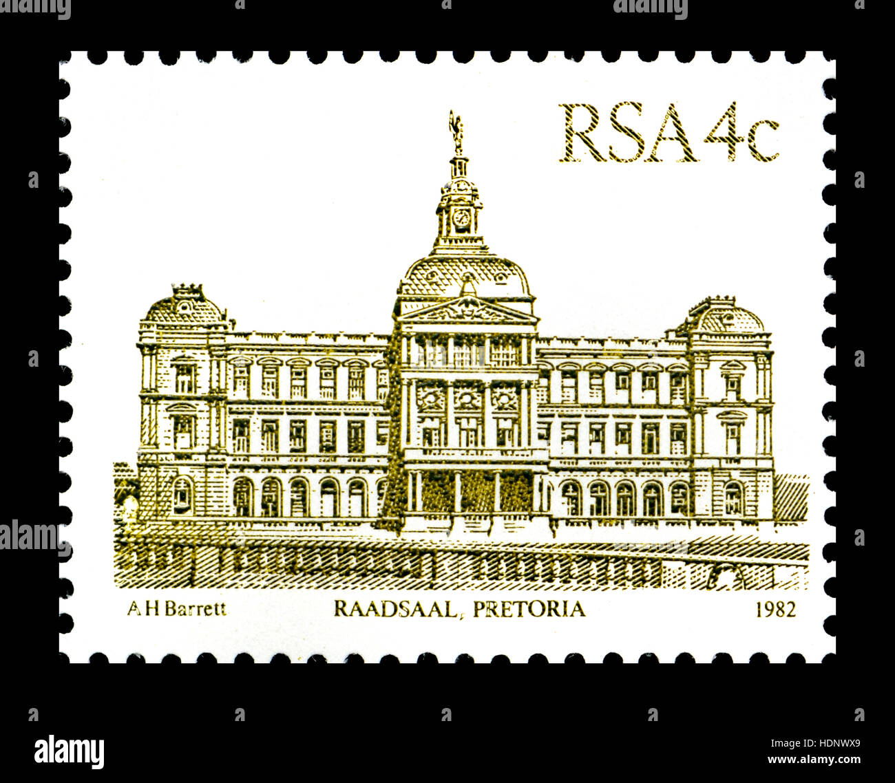 South African 4c francobollo (1982) : Raadsaal (Municipio) Pretoria Foto Stock