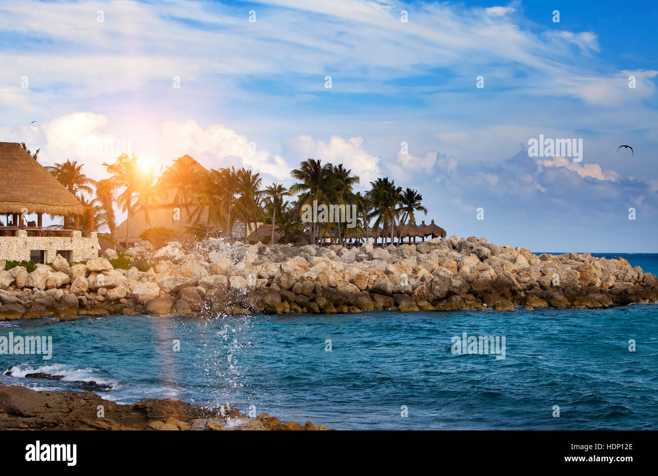 La costa del mare nel parco vicino a Cozumel, Messico Foto Stock