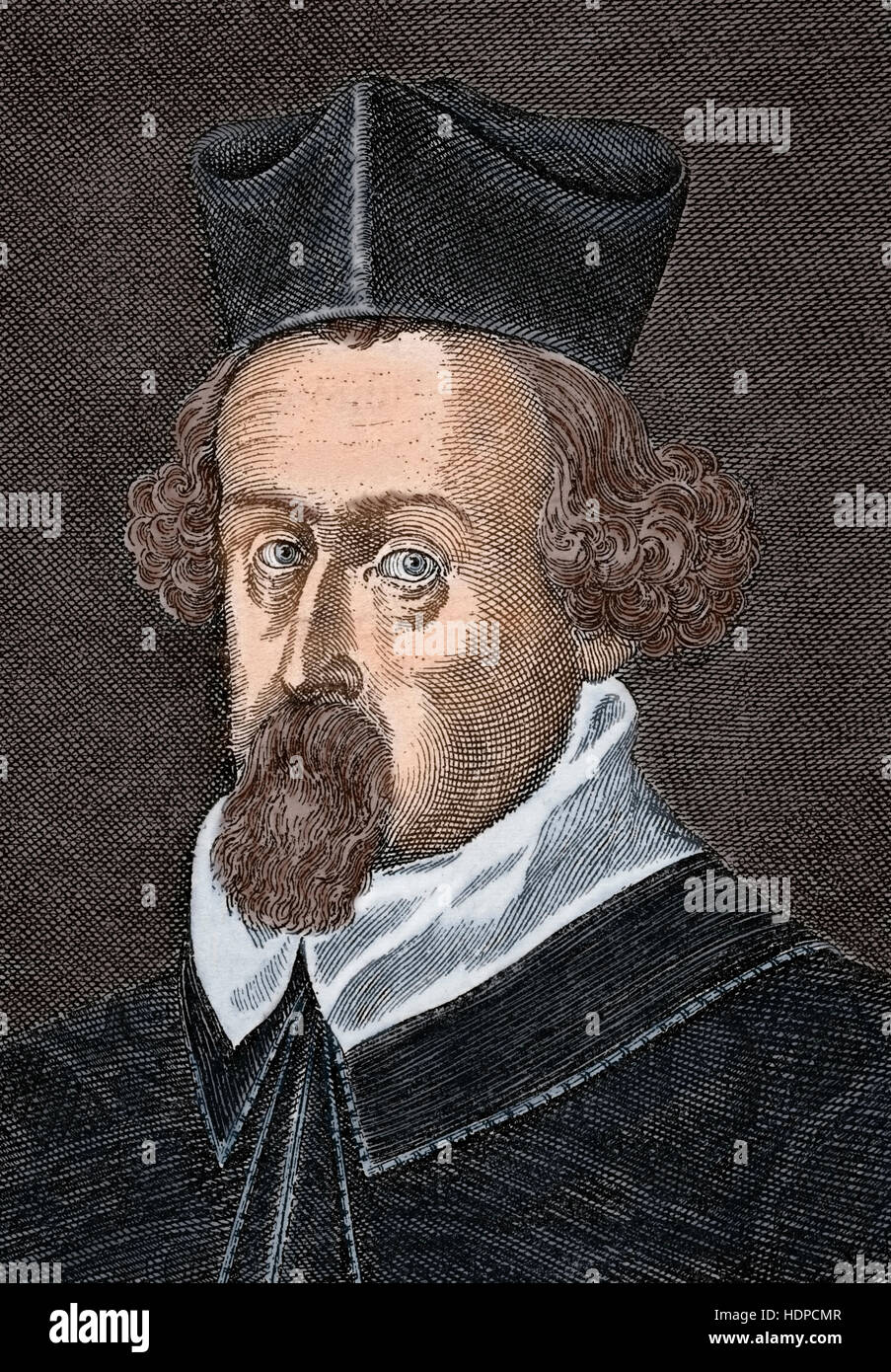 Julius Echter su von Mespelbrunn (1545-1617). Prince-Bishop di Wurzburg. Ritratto. Il facsimile prima di una incisione di L. Leypoldt. Colorati. Foto Stock