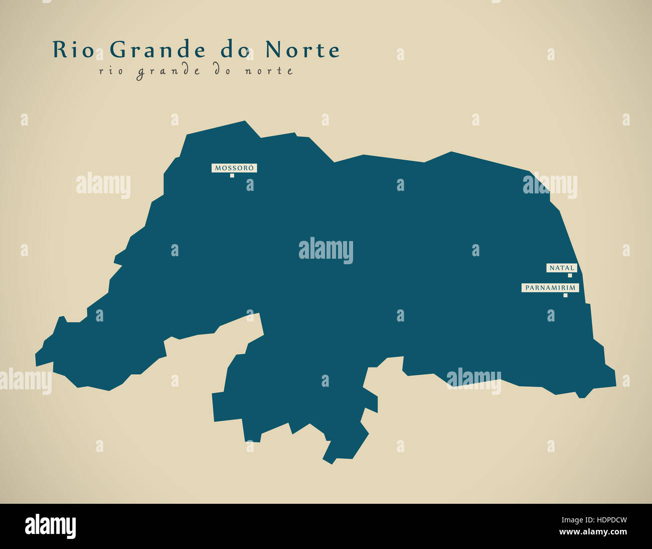 Mappa moderno - Rio Grande do Norte BR Brasile illustrazione Foto Stock