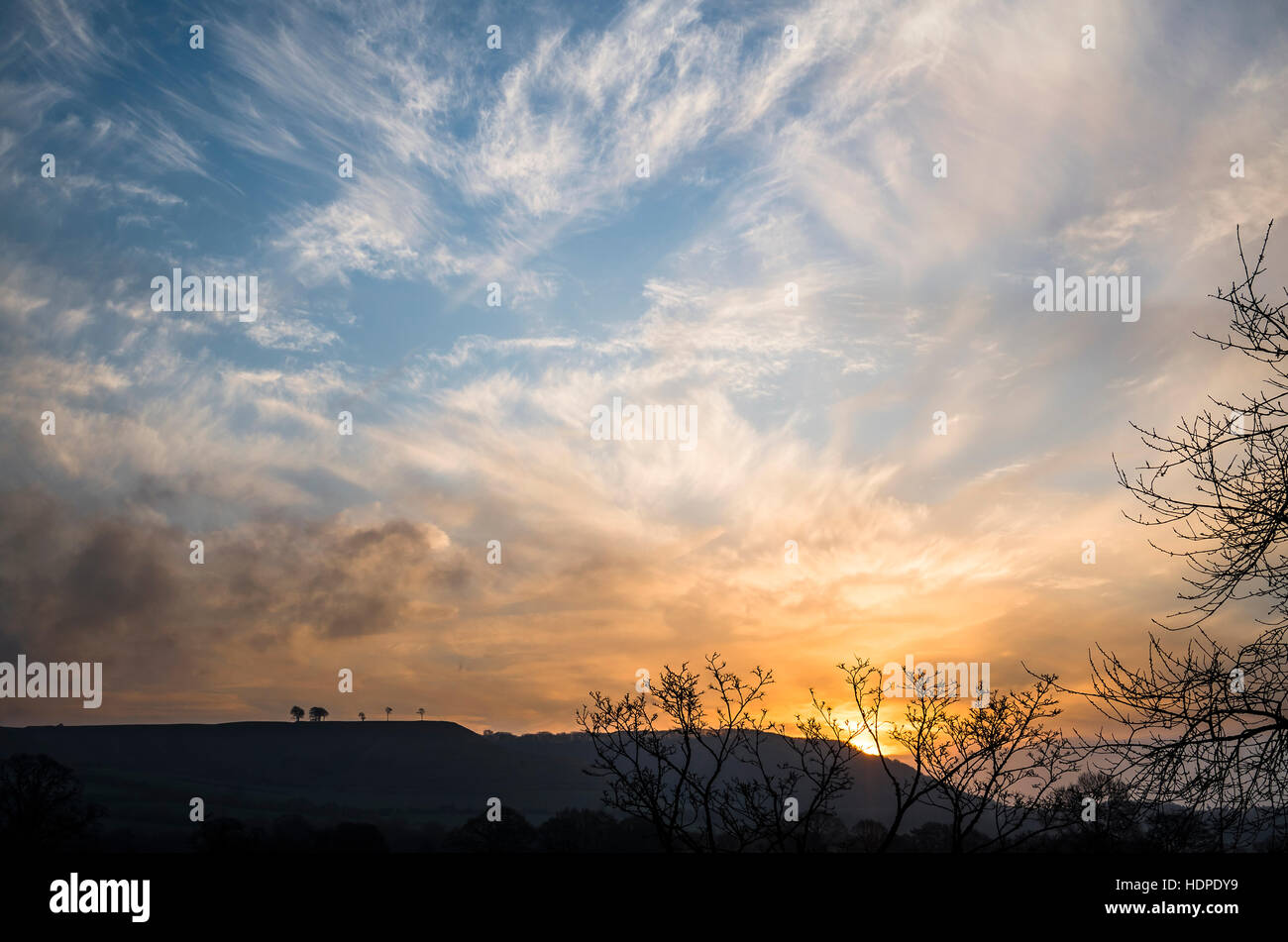 Umori di natura - Tramonto sul North Wessex Downs vicino a Devizes WILTSHIRE REGNO UNITO Foto Stock
