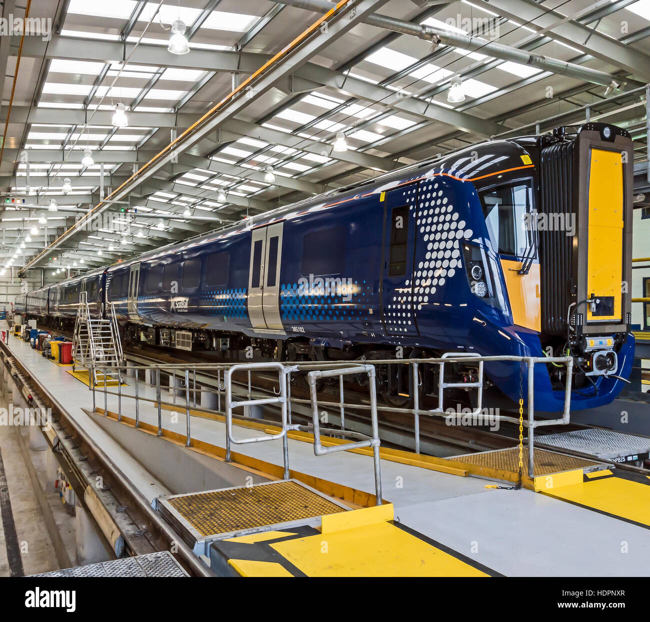 Inaugurazione della nuova classe Hitachi 385 da Scotrail a Shiels deposito ferroviario Glasgow Scozia 11 Dicembre 2016 Foto Stock