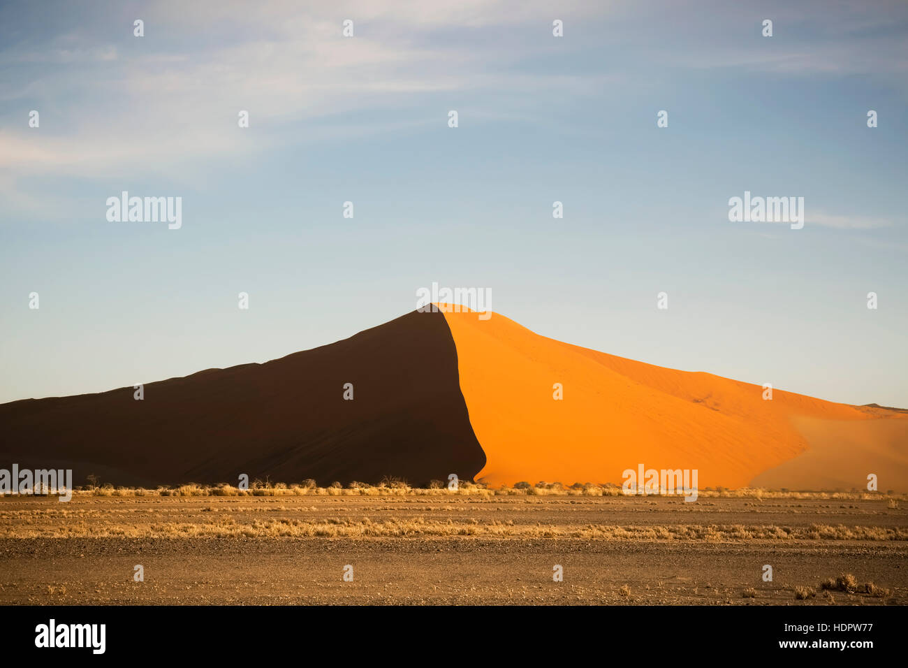 Dune 47 durante il tramonto in Sussusvlei, Namibia Foto Stock