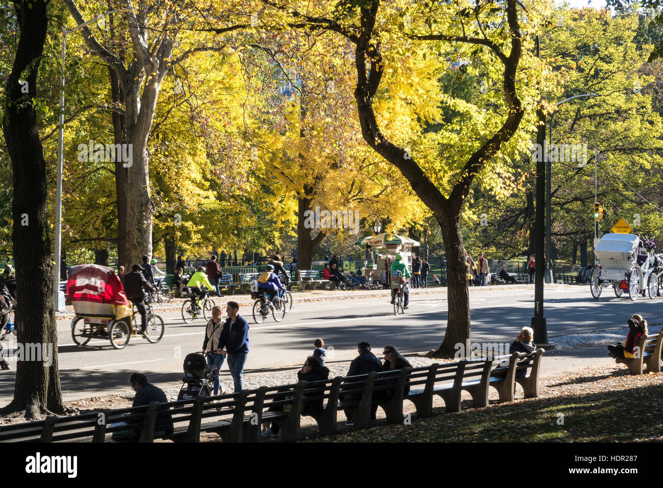 Per coloro che godono di Central Park in autunno, NYC, STATI UNITI D'AMERICA Foto Stock
