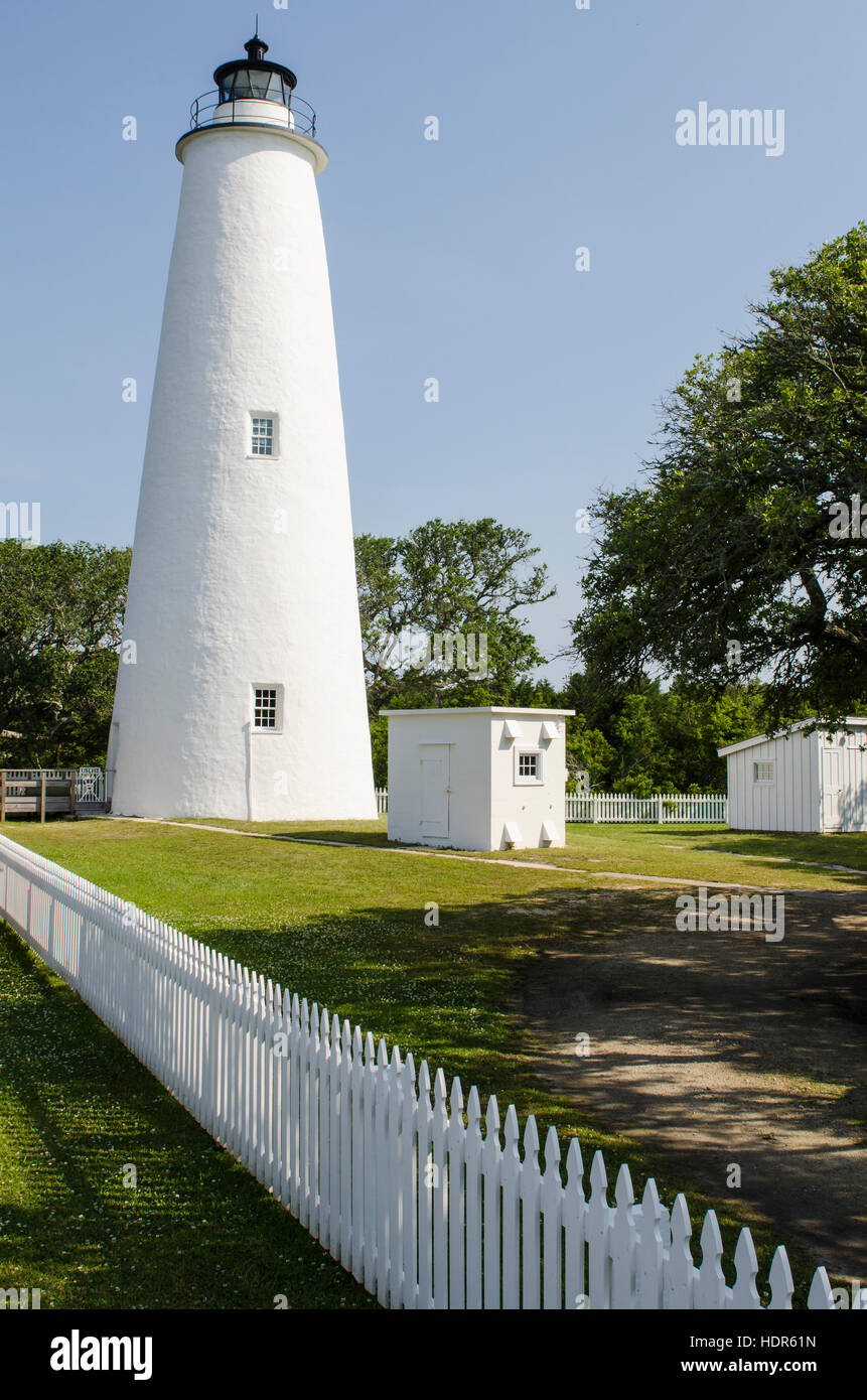 Isola Ocracoke Stazione di luce, Outer Banks, North Carolina, Stati Uniti d'America. Foto Stock