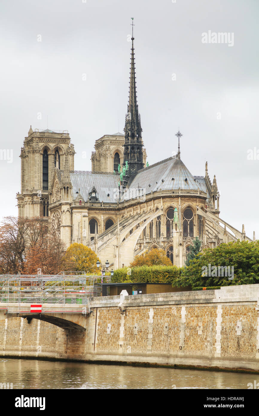 Cattedrale di Notre Dame de Paris a Parigi, Francia Foto Stock