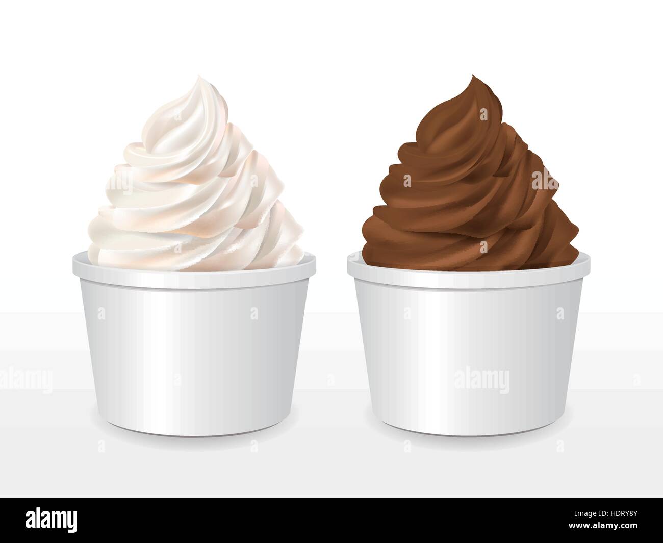 Carta bianca tazza con il latte e il gelato al cioccolato isolate su sfondo bianco Illustrazione Vettoriale