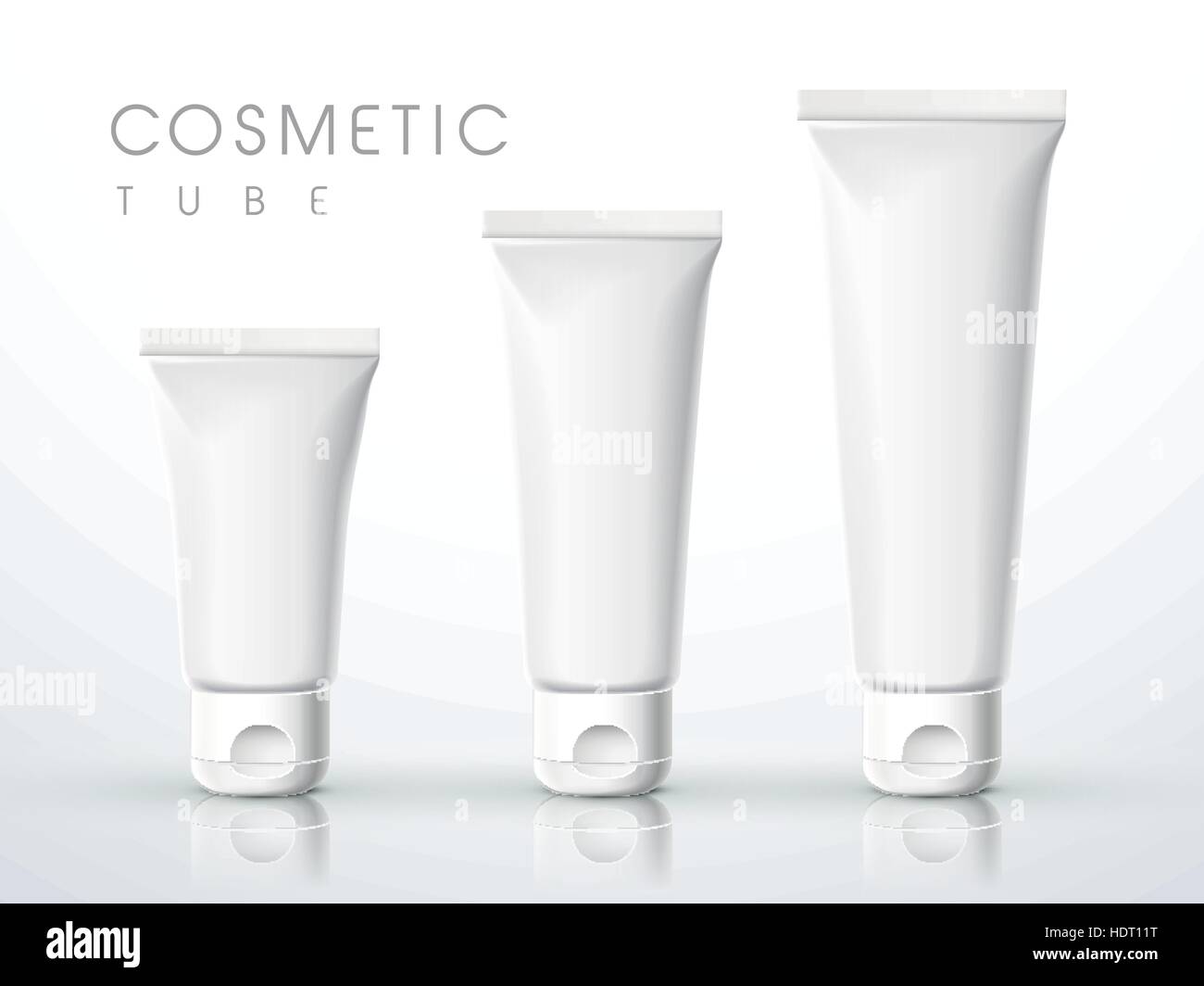 Confezione cosmetica set di tubi su sfondo bianco Illustrazione Vettoriale