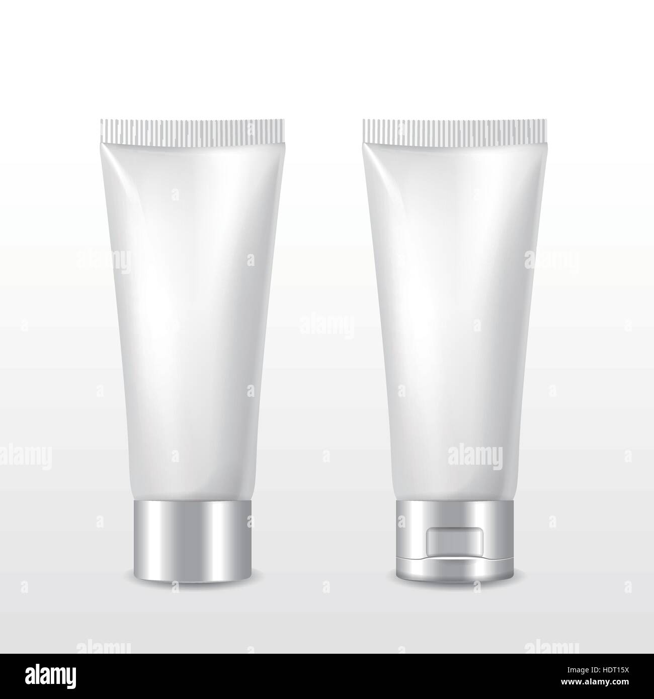 Confezione cosmetica set di tubi su sfondo bianco Illustrazione Vettoriale
