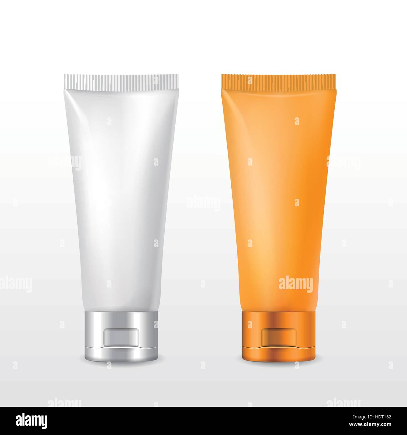 Confezione cosmetica set di tubi su sfondo bianco Illustrazione Vettoriale