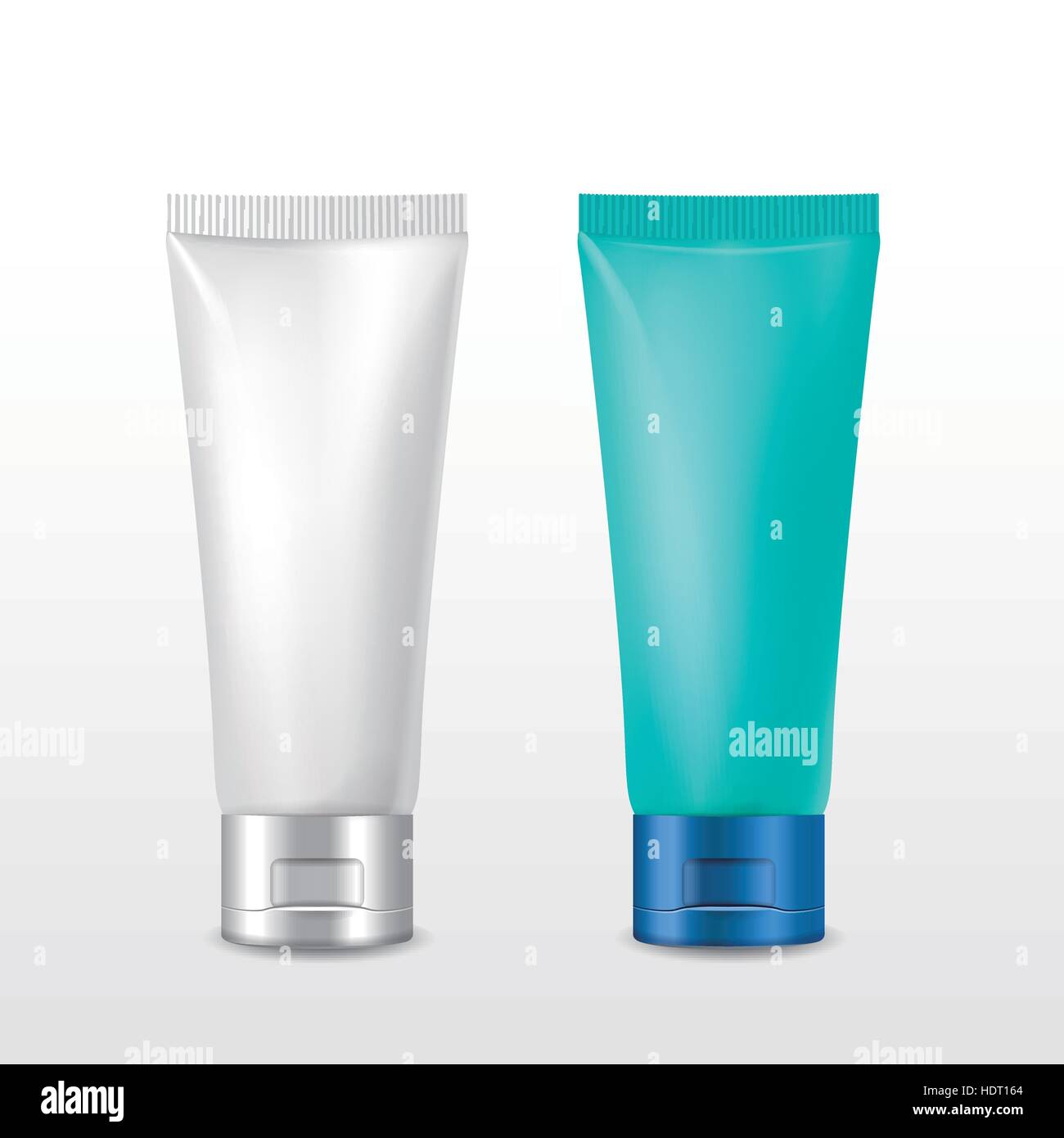 Confezione cosmetica set di tubi su sfondo bianco Illustrazione Vettoriale