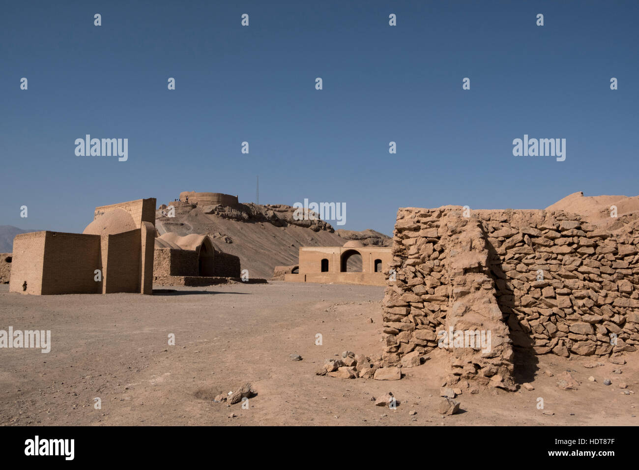 La torre del silenzio è un cielo zoroastriana sito sepolcrale situato in Yazd, Yadz Provincia, Iran Foto Stock