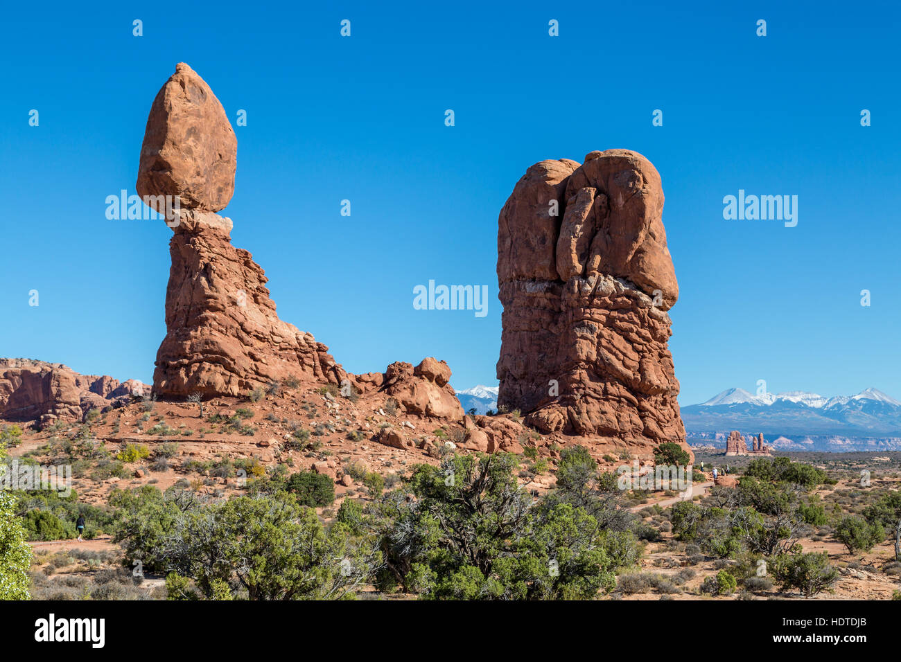 Roccia equilibrato, formazioni rocciose, Arches National Park, Utah, Stati Uniti d'America Foto Stock