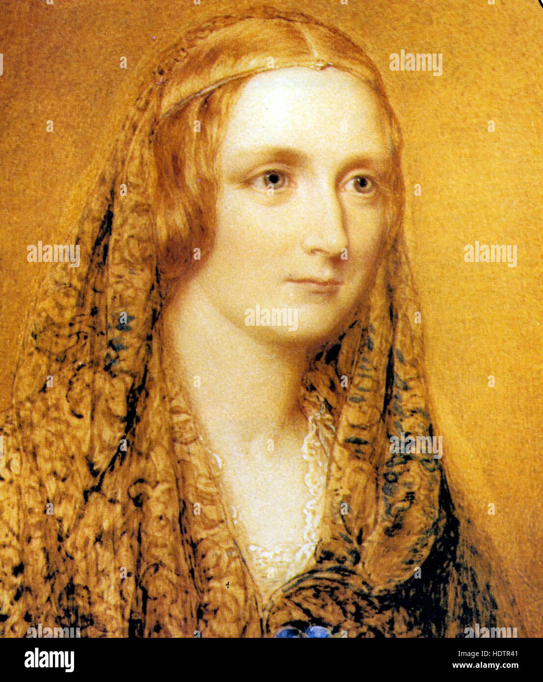 MARY SHELLEY (1797-1851) autore inglese di Frankenstei in un ritratto da miniaturatist Reginald Easton circa 1856 Foto Stock