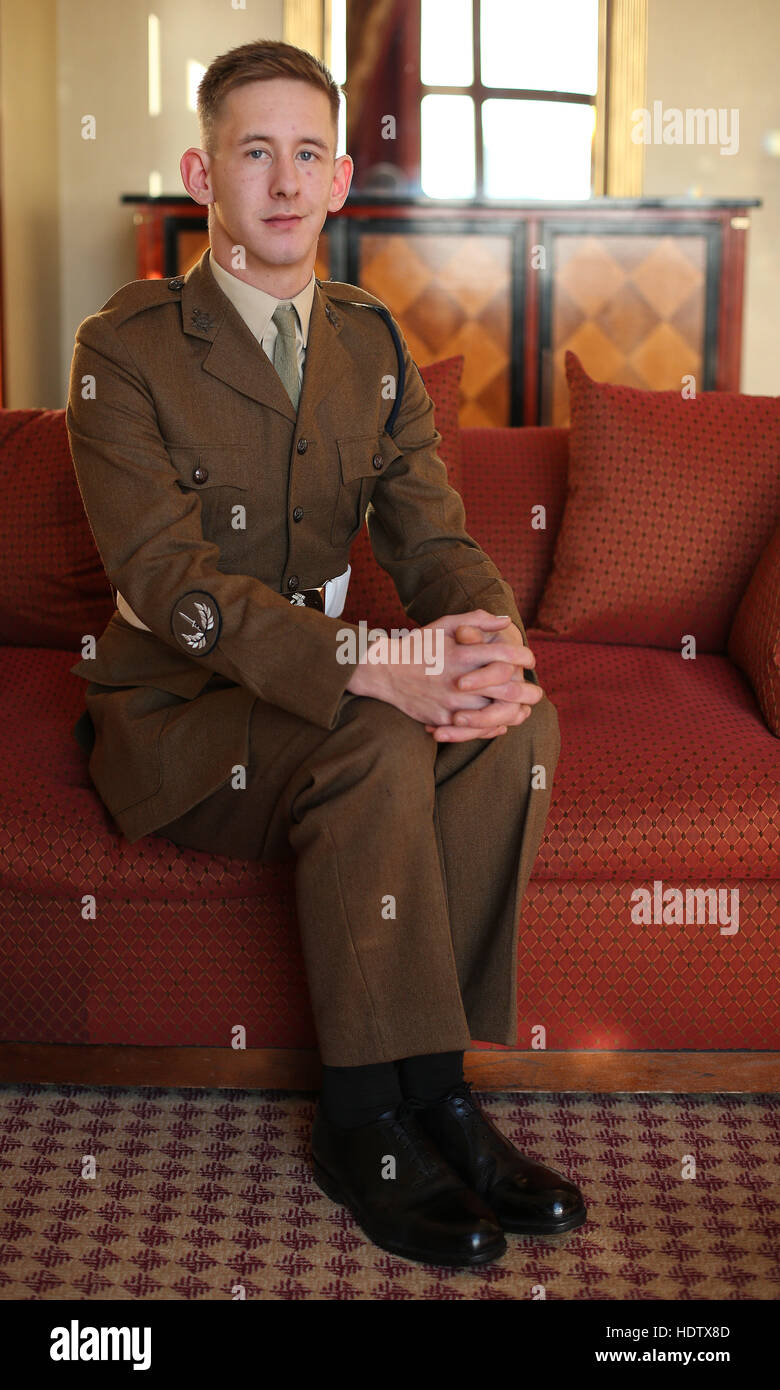 Private Jake Farr, chi è un candidato per un Millie, Il Sole Premio militare, a Grange City Hotel di Londra. Foto Stock