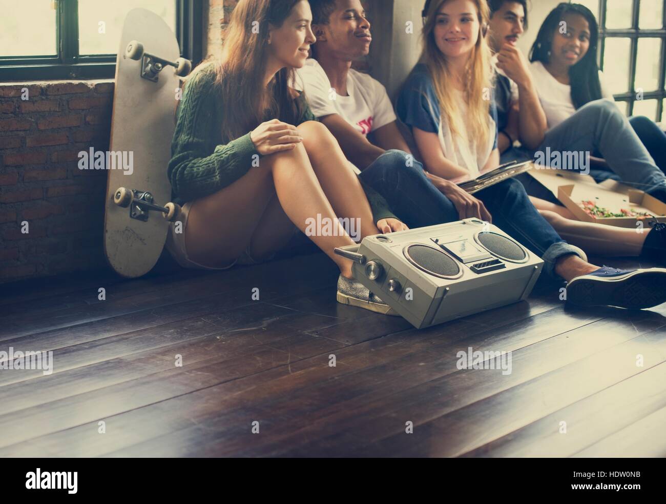 Amici Boombox Radio suono concetto Vintage Foto Stock