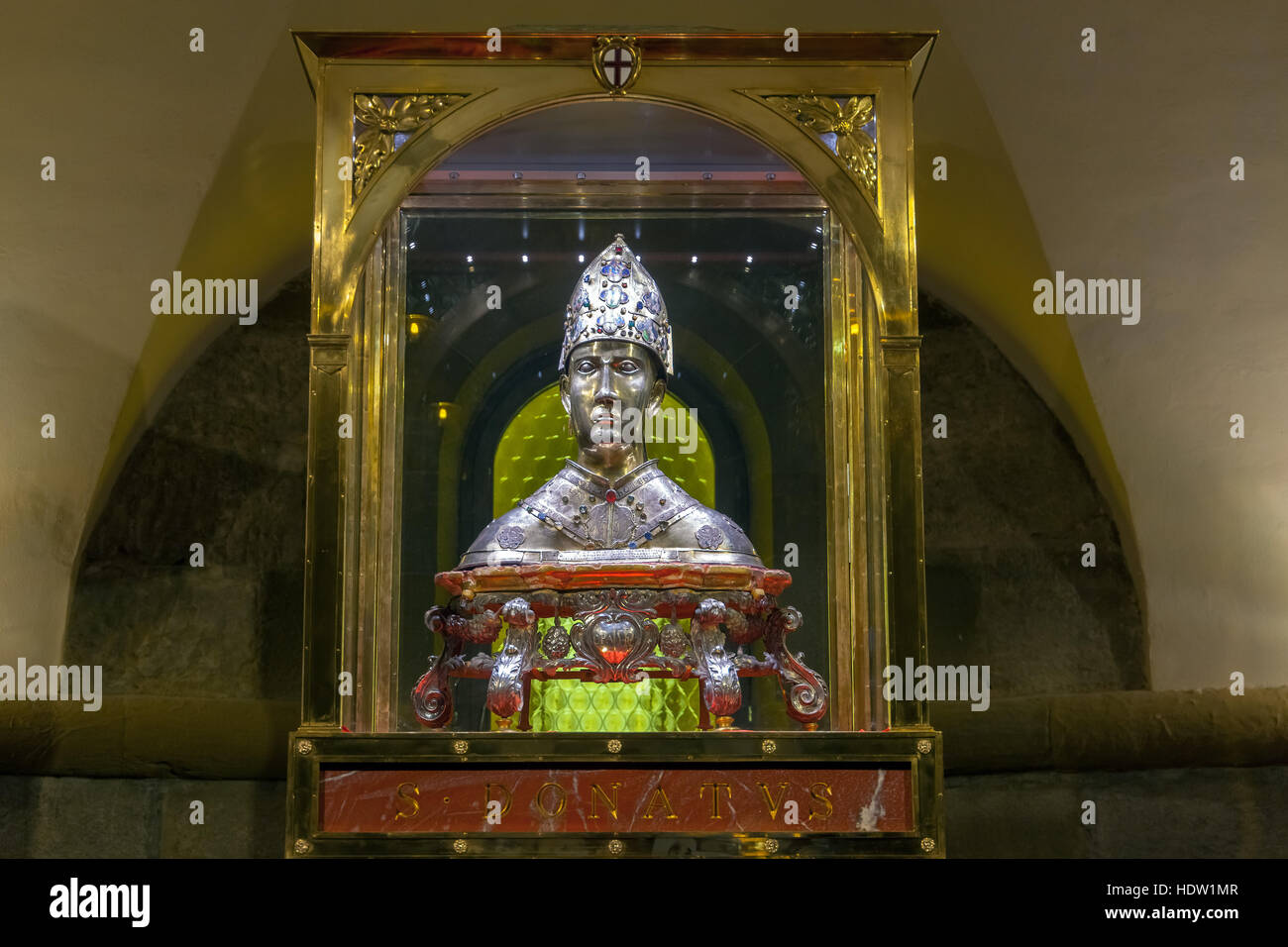 Busto reliquiario di San Donato, Arezzo in Toscana. Italia. Foto Stock