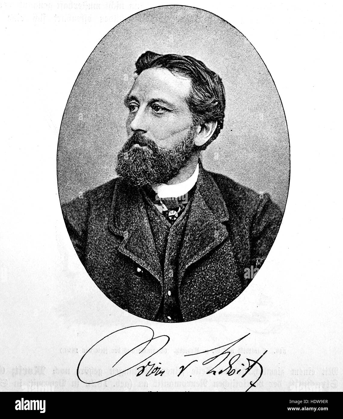 Oskar Freiherr von Redwitz, 1823-1891, un poeta tedesco, xilografia a partire dall'anno 1880 Foto Stock