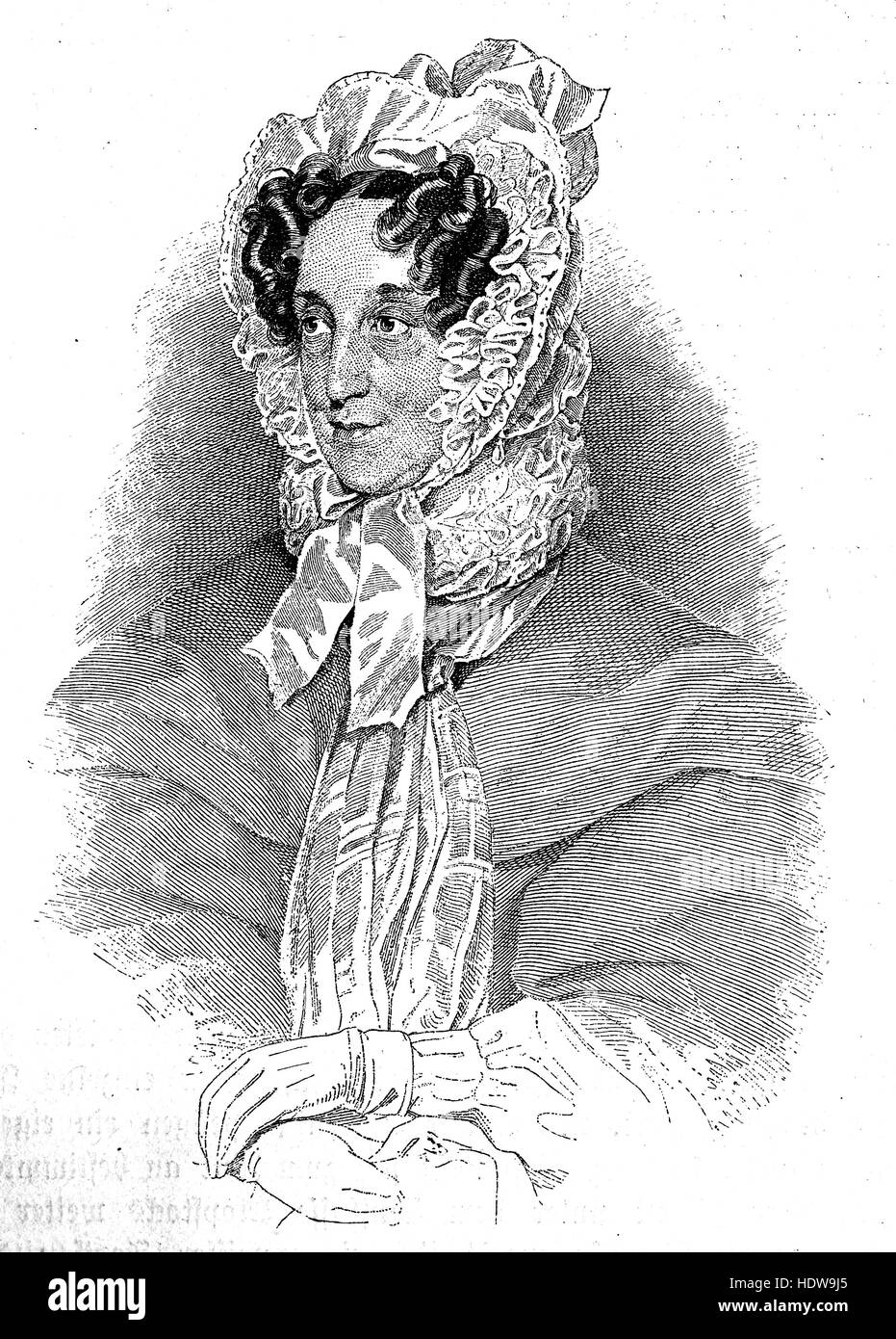 Karoline Pichler o Caroline Pichler, 1769-1843, un scrittore austriaco, xilografia a partire dall'anno 1880 Foto Stock