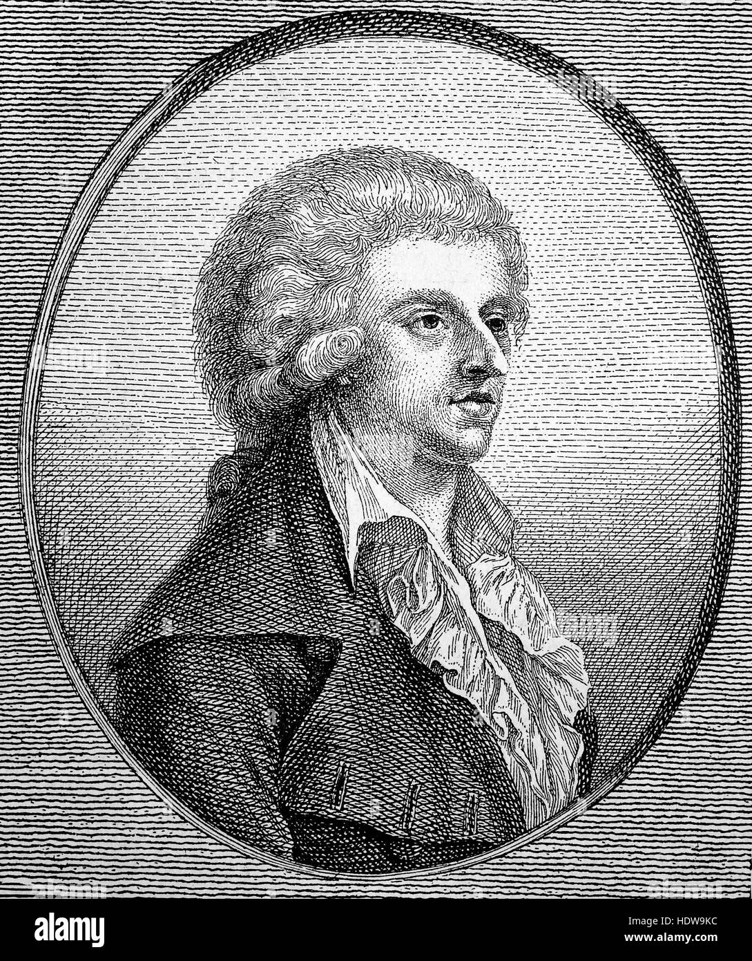 Johann Christoph Friedrich von Schiller 26 anni, 1759-1805, un poeta tedesco, filosofo, medico, storico e drammaturgo, xilografia a partire dall'anno 1880 Foto Stock