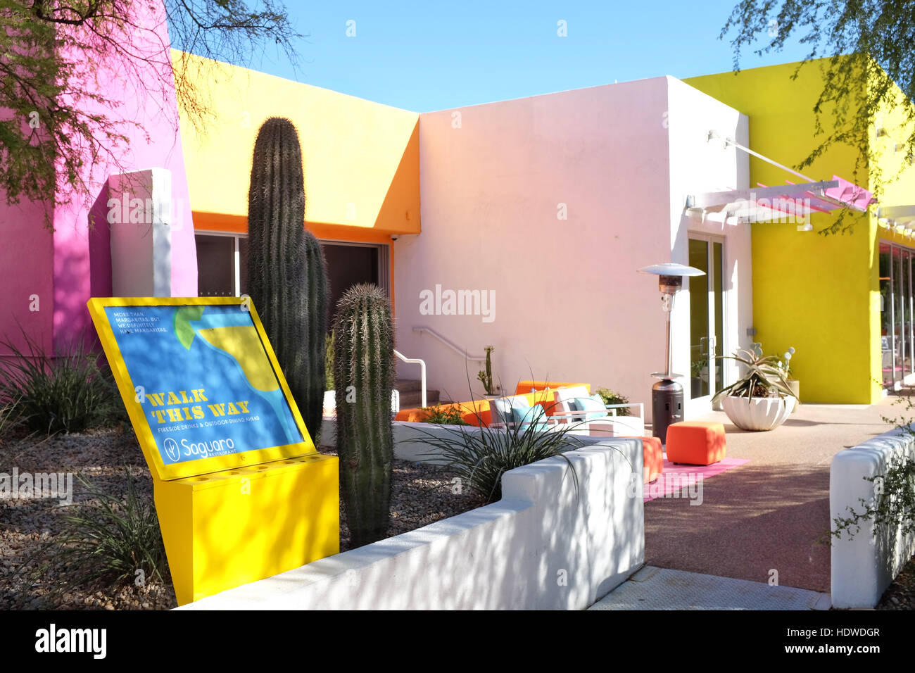 Il ristorante del Saguaro è parte del Saguaro Hotel e Spa nel cuore della Città Vecchia di Scottsdale, Arizona. Foto Stock