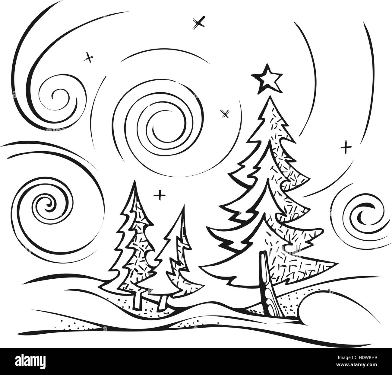 Paesaggio Invernale Disegno Vettoriale Stilizzato Immagine E Vettoriale Alamy