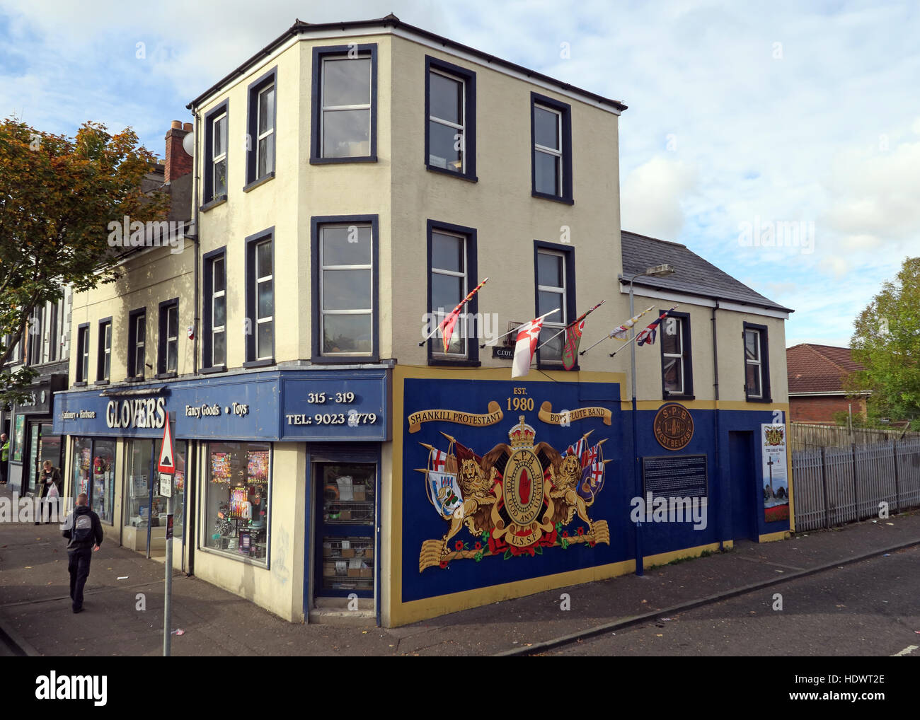 UFF murale unionista, off Shankill Road West Belfast, Irlanda del Nord, Regno Unito Foto Stock