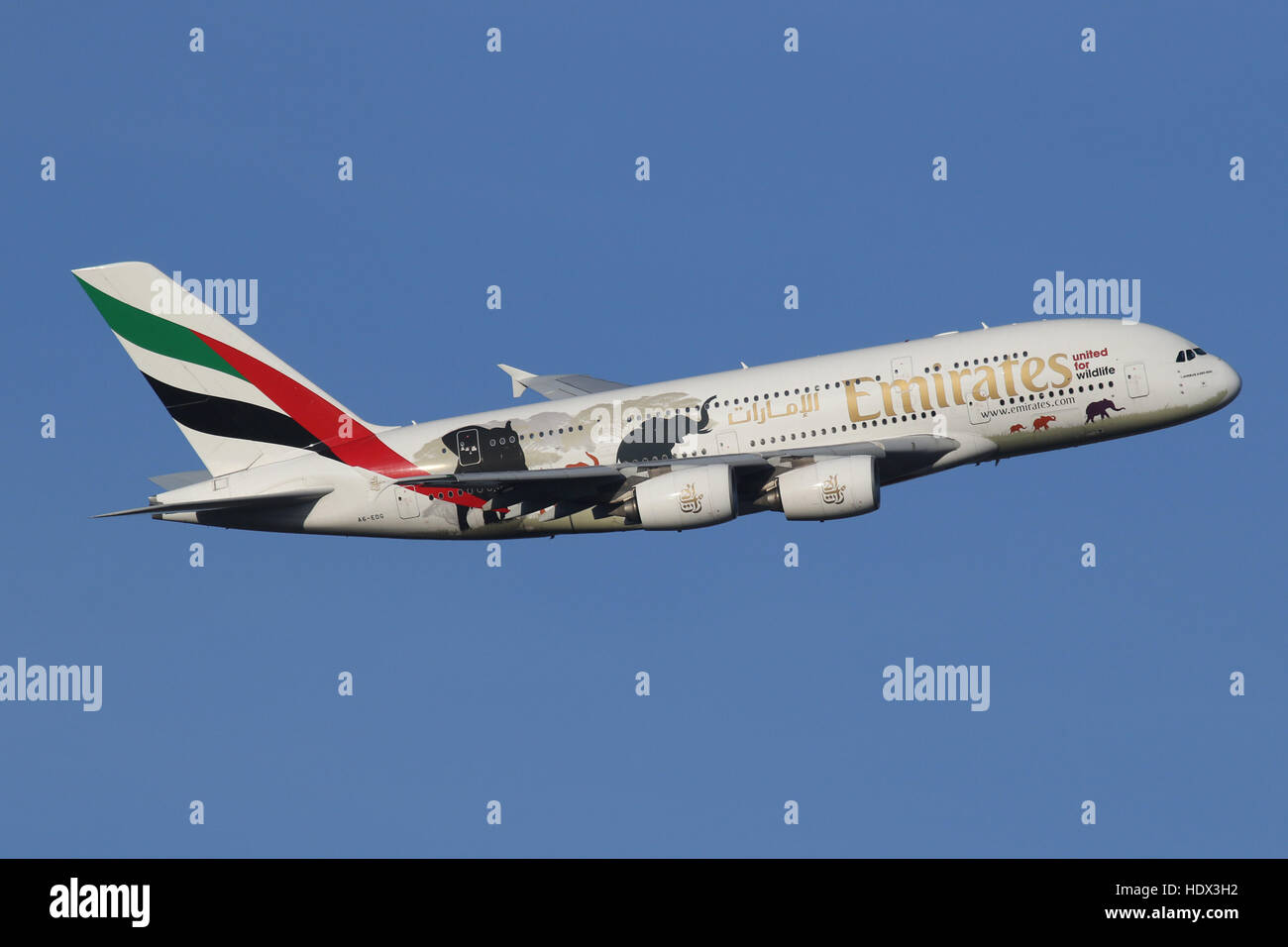 EMIRATES WWF WORLD WILDLIFE A380 Foto Stock