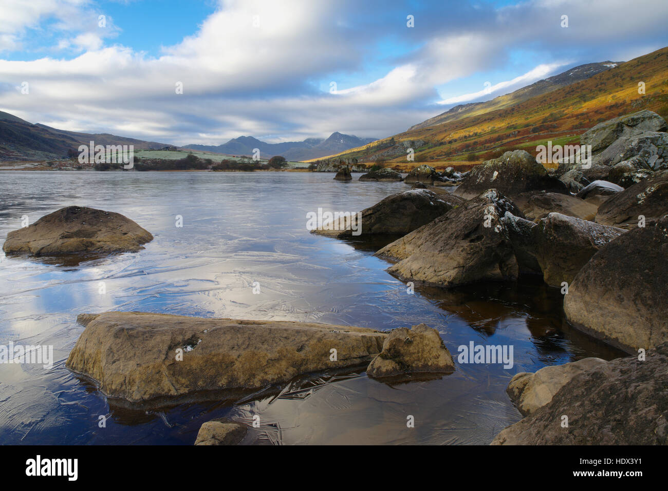 Llyn Mymbyr, Snowdonia, Galles del Nord Foto Stock