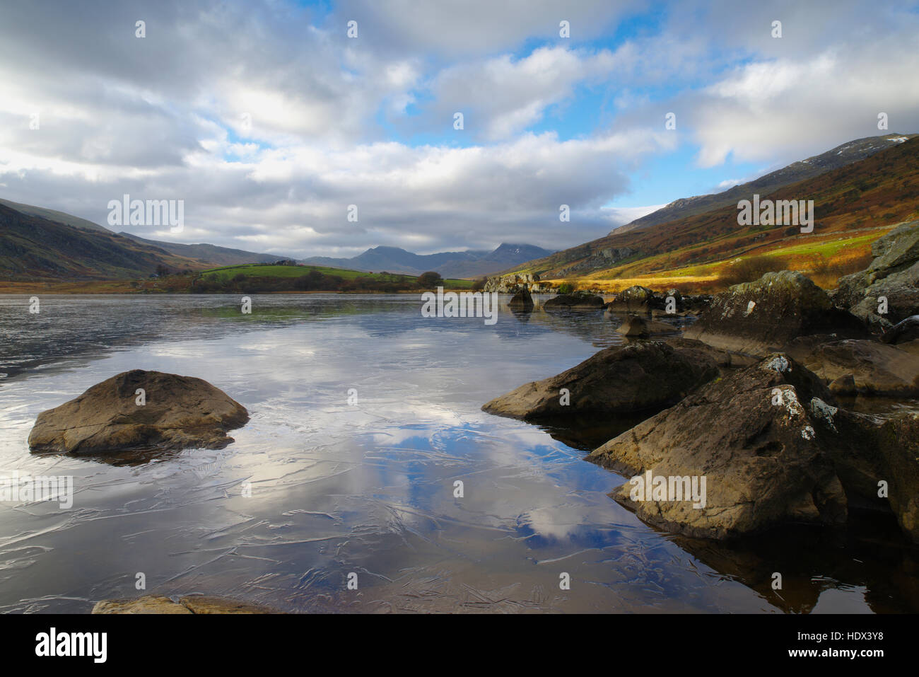 Llyn Mymbyr, Snowdonia, Galles del Nord Foto Stock