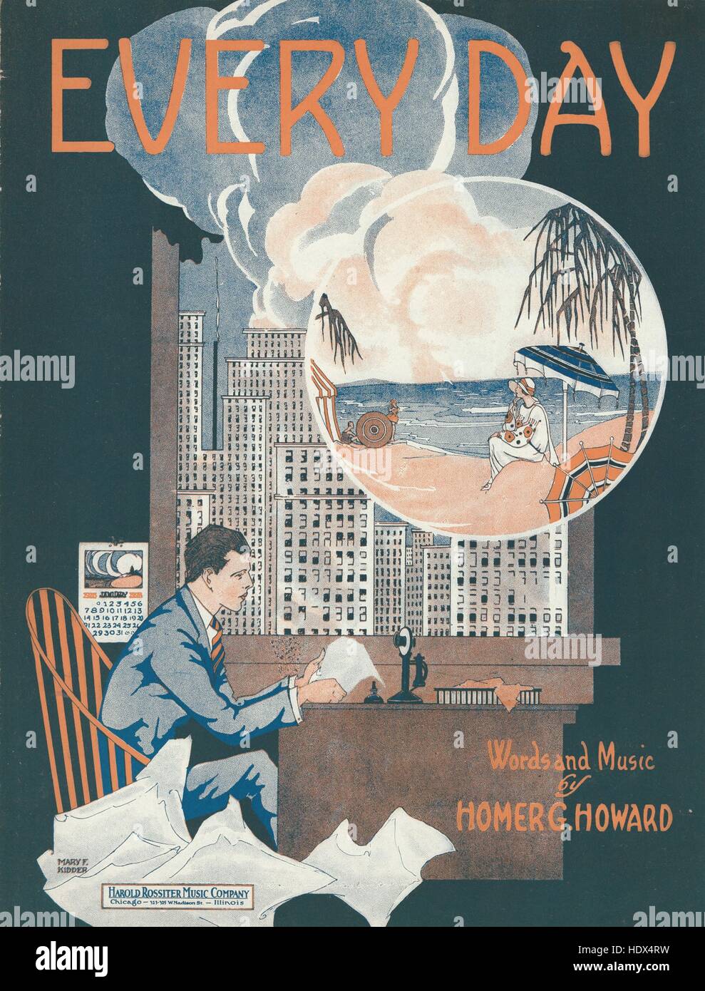 'Ogni giorno' 1923 foglio di copertura di musica Foto Stock