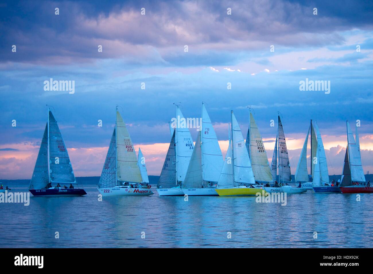 NOVOSIBIRSK,RUSSIA-luglio12:Regata a vela, concorso interregionale Foto Stock