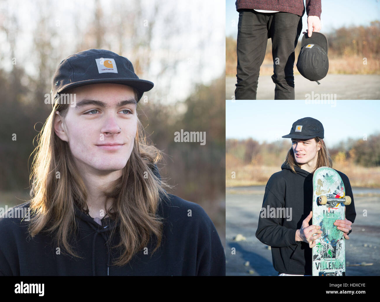 OSWALDTWISTLE, LANCASHIRE, Regno Unito. 26 Novembre, 2016. Josh indossa  Carhartt, un'azienda di abbigliamento associati con il pattinaggio. © Amy  Harris Foto stock - Alamy