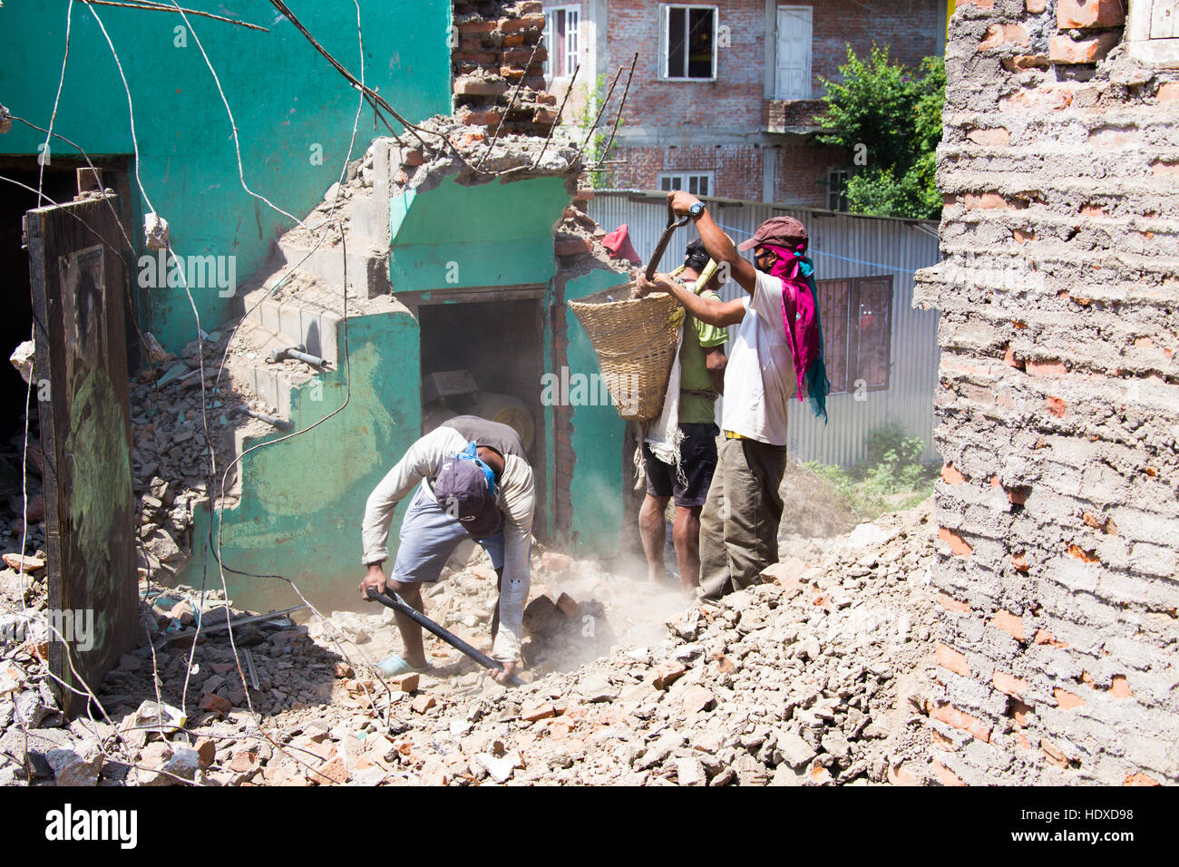 Terremoto in corso di ricostruzione in Kathmandu, Nepal Foto Stock
