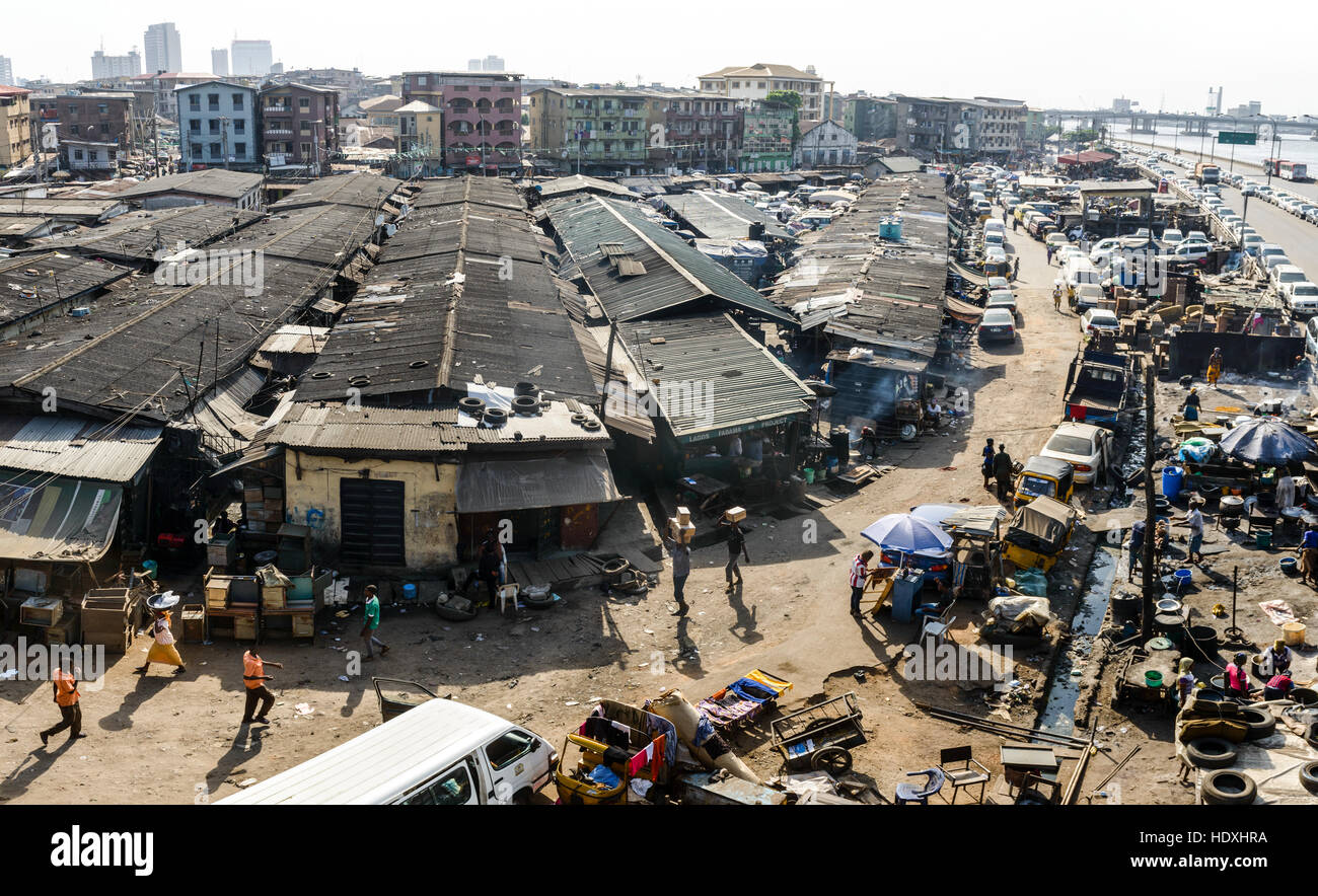 Il floating baraccopoli di Lagos, Nigeria Foto Stock