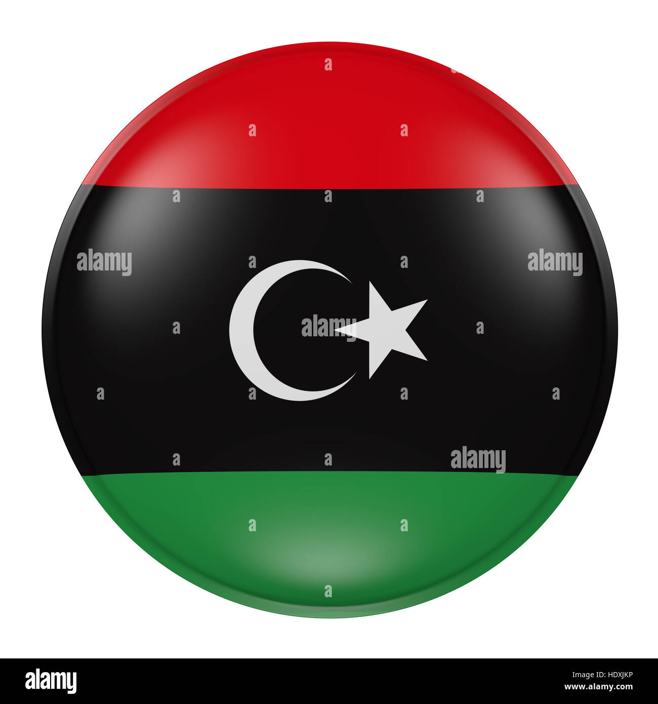 3D rendering di una Libia bandiera su un pulsante Foto Stock