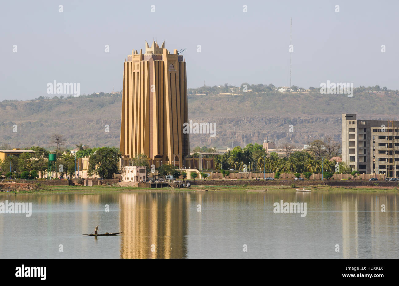 I pescatori nel fiume Niger di Bamako, in Mali Foto Stock