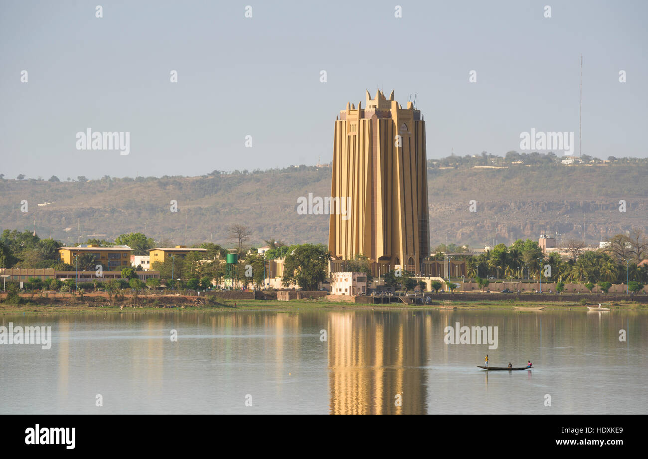 I pescatori nel fiume Niger di Bamako, in Mali Foto Stock