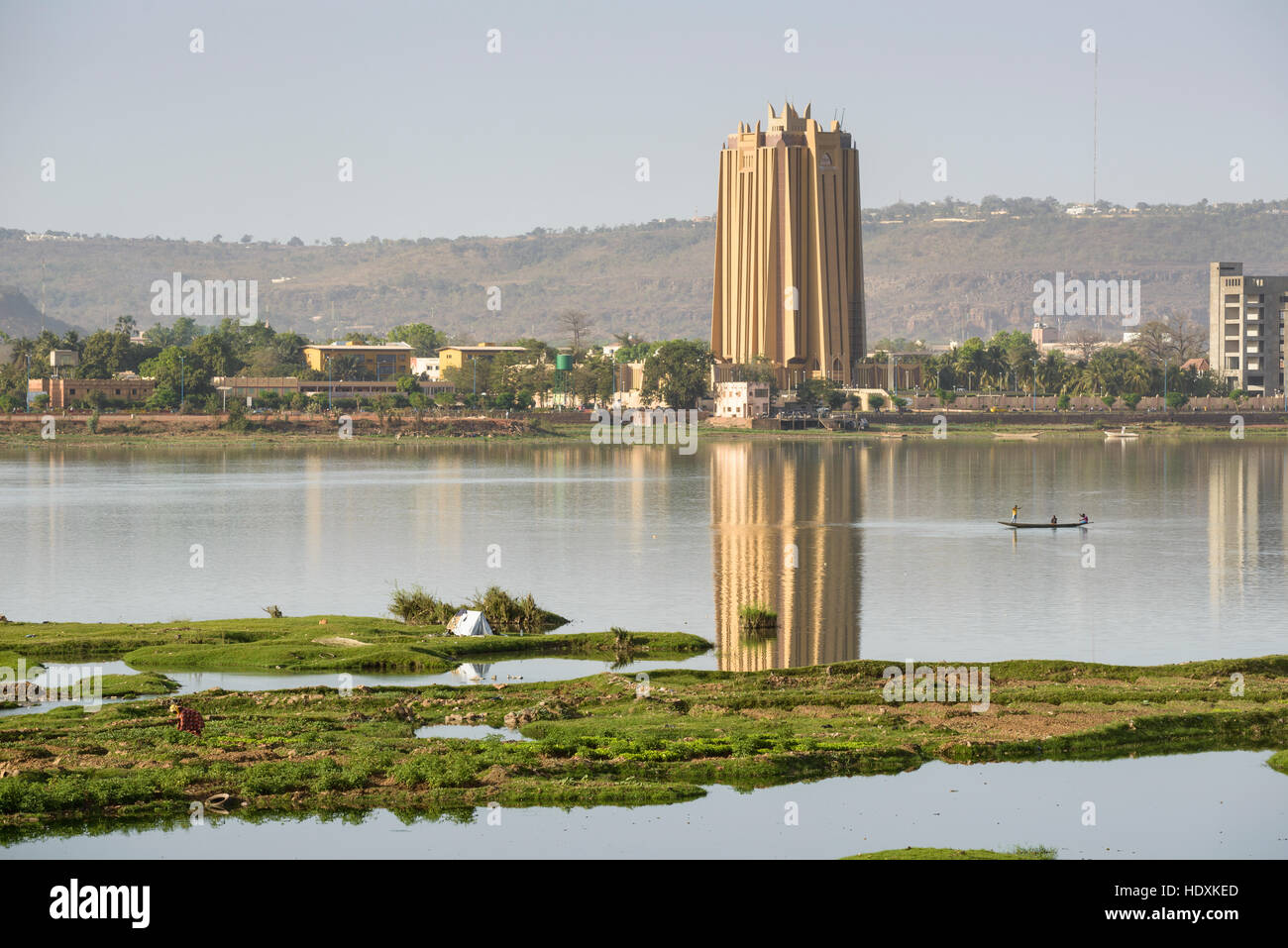 I pescatori nel fiume Niger di Bamako, in Mali Foto Stock