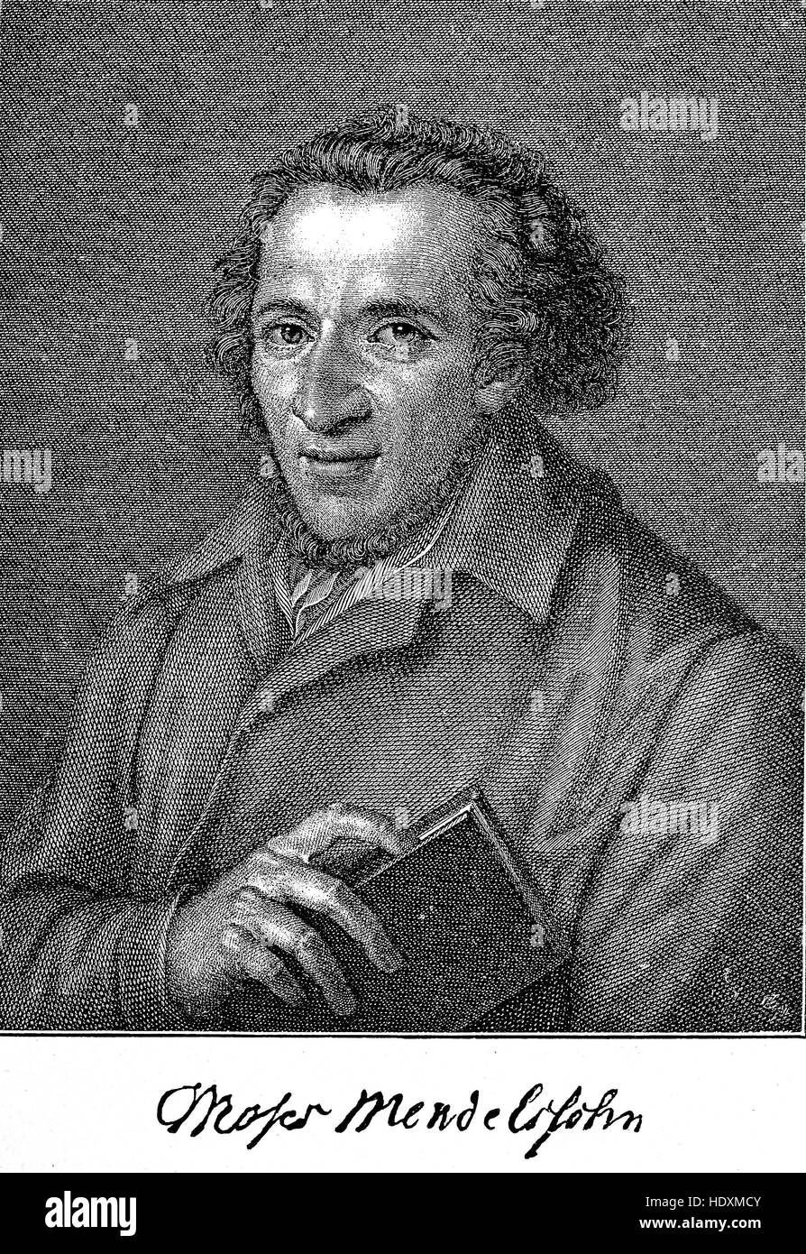 Mosè Mendelssohn, 1782-1783, è stato un autore tedesco, xilografia a partire dall'anno 1882, digitale migliorata Foto Stock